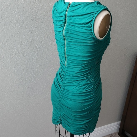 Green Ruched Mini Dress - Picture 3 of 3